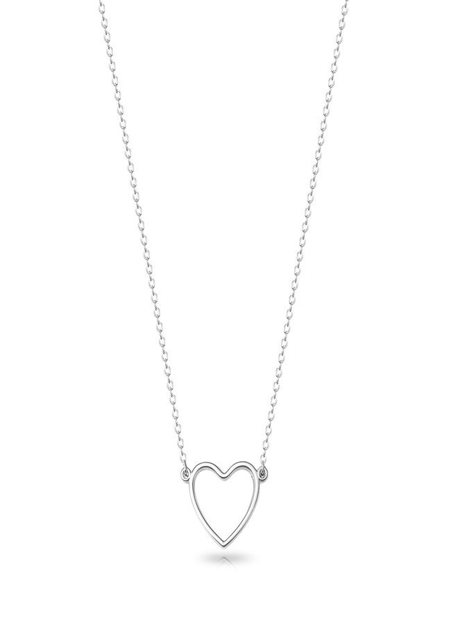 Zeffy Heart Necklace for Women Silver Plated Cute Necklaces Trendy Open Heart Choker Necklaces Dainty Simple Silver Jewelry for Women Gifts - Image 1